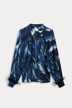 BLOUSE Feathers Blue>POM Amsterdam Online