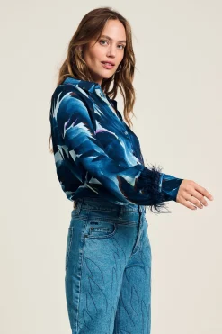 BLOUSE Feathers Blue><noscript><img width=
