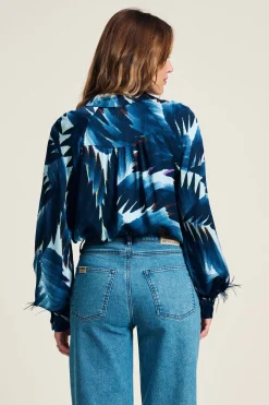 BLOUSE Feathers Blue><noscript><img width=