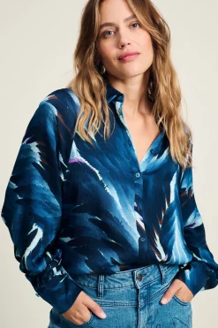 BLOUSE Feathers Blue><noscript><img width=