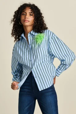 BLOUSE Striped Poplin><noscript><img width=