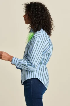 BLOUSE Striped Poplin><noscript><img width=